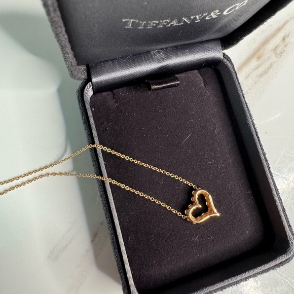 Tiffany &Co. Necklace Mini Heart Pendant Diamond 18k Pink Gold - Picture 4 of 7